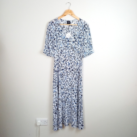 John Lewis Blue & White Floral Tea Dress UK 12 - Picture 5 of 13